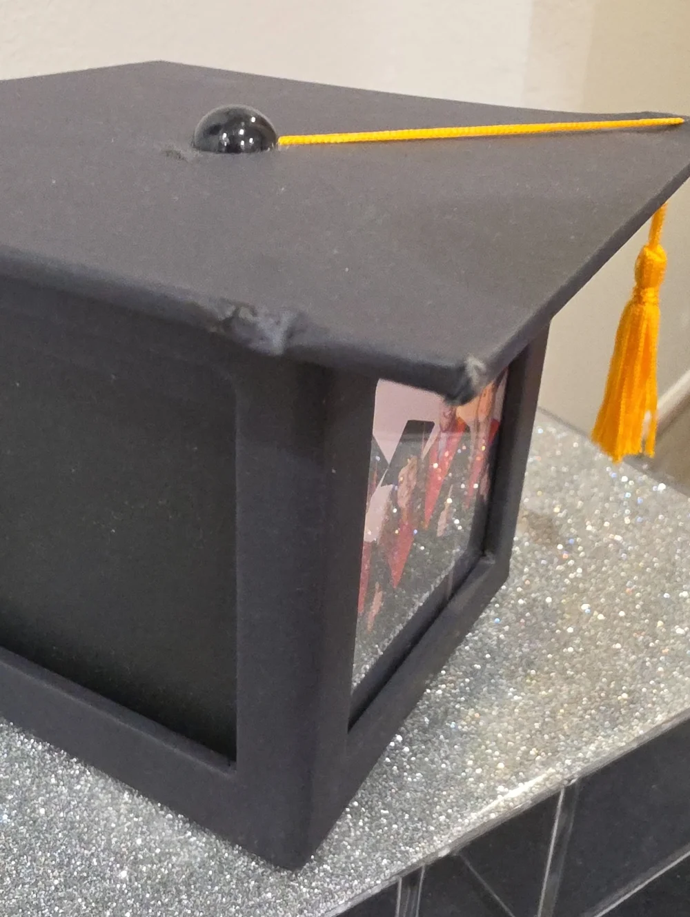At Home 4-Sided Top Open Graduation Cap Photo Frame with Tassel